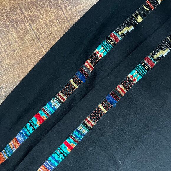 Louis Feraud Black Pencil Skirt Size 44 Colorful Side Stripe Detail - Picture 8 of 13